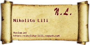 Nikolits Lili névjegykártya